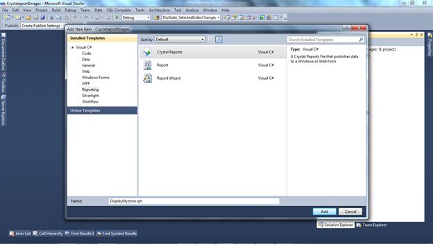 add Crystal report to project